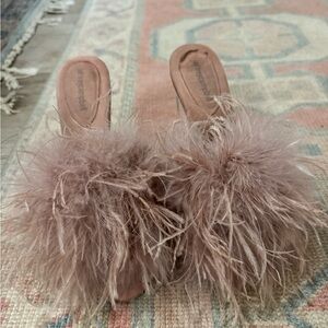 Free People Jeffrey Campbell Feathered Heels in Blush